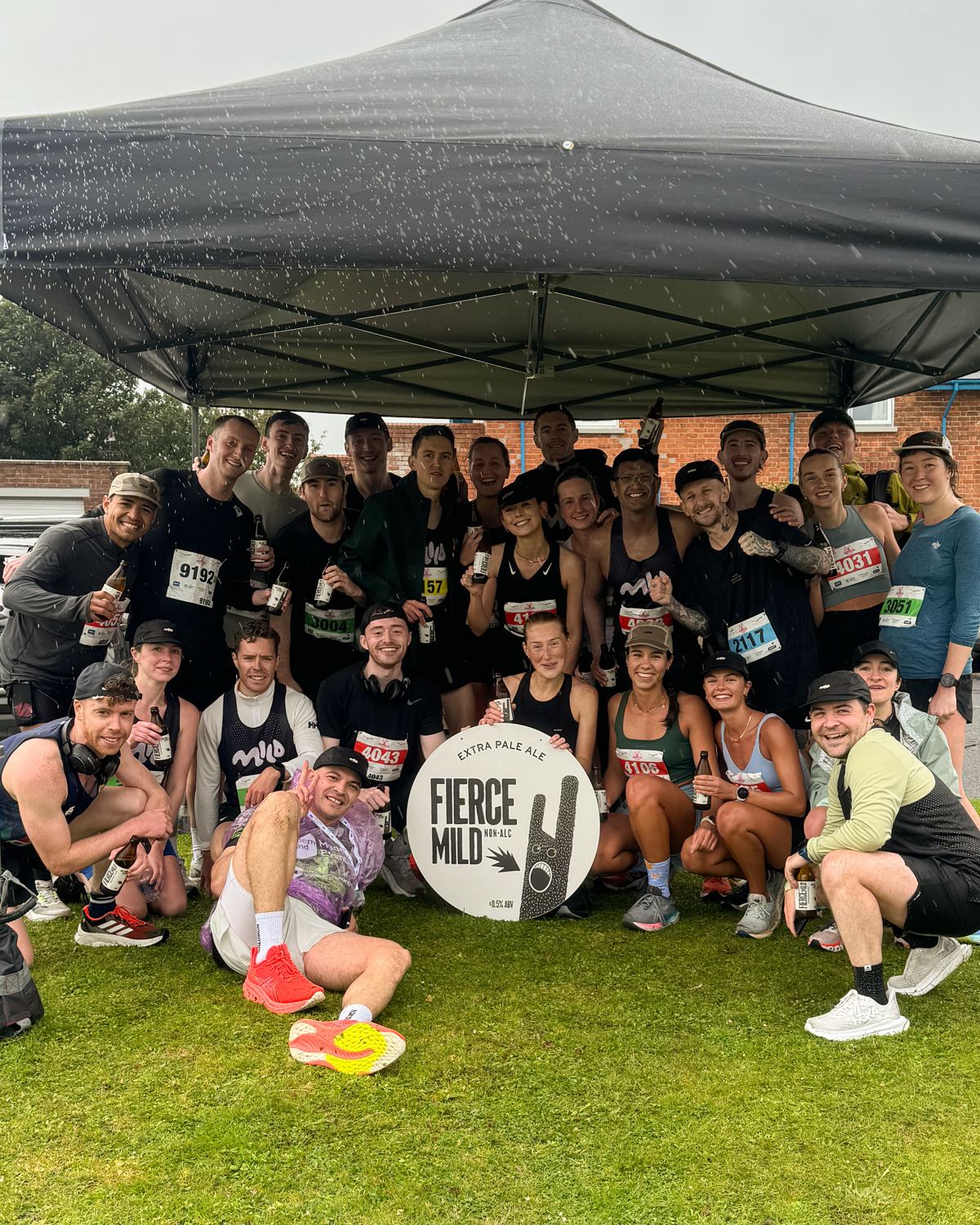 The Mild Activity crew with Fierce Mild beers after the Antrim Coast Half Marathon.
